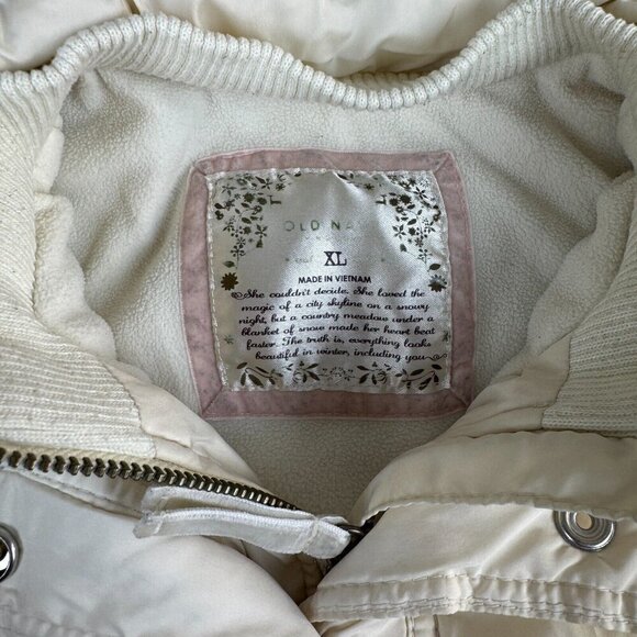 Old Navy Puffer Jacket Vest XL Cream Full Zip Athleisur Gorpcore Y2K Grunge - Picture 5 of 8